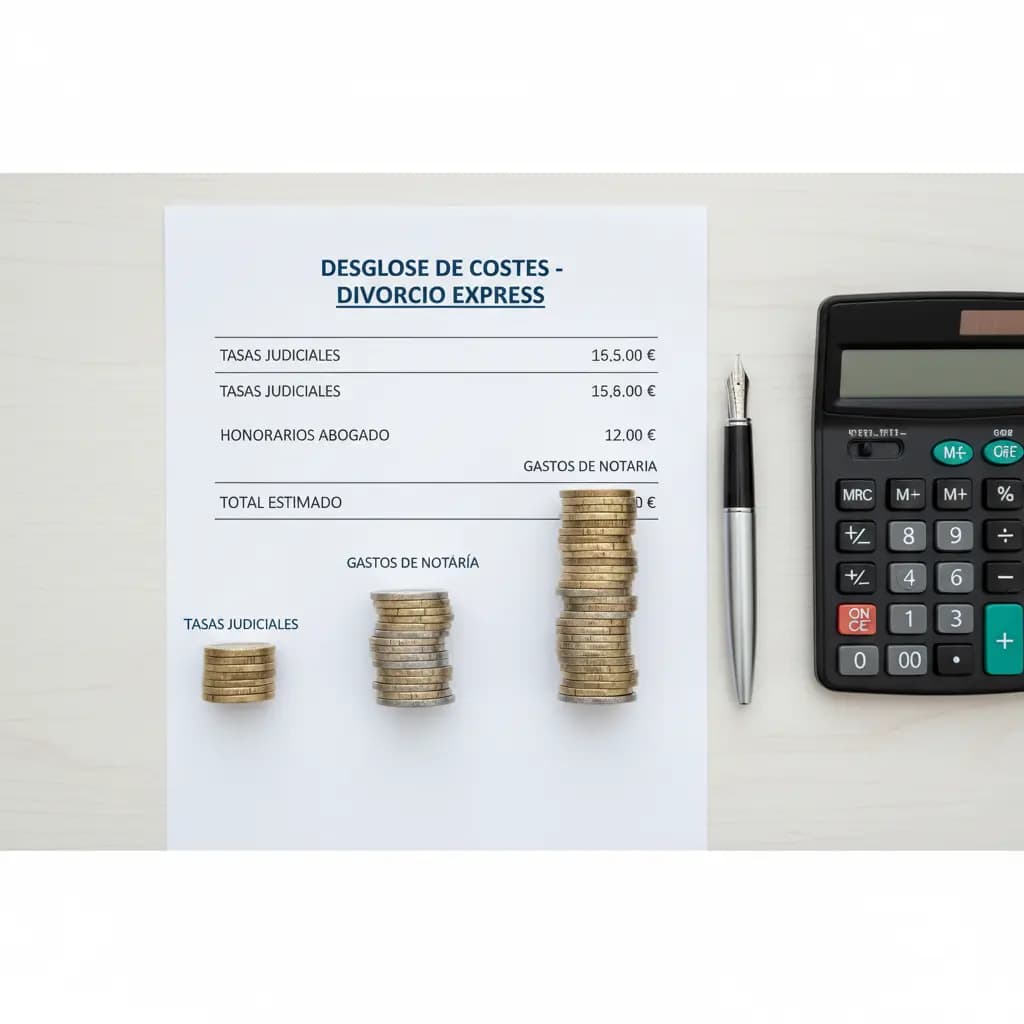 Coste real de un divorcio express: tasas, abogado y notario